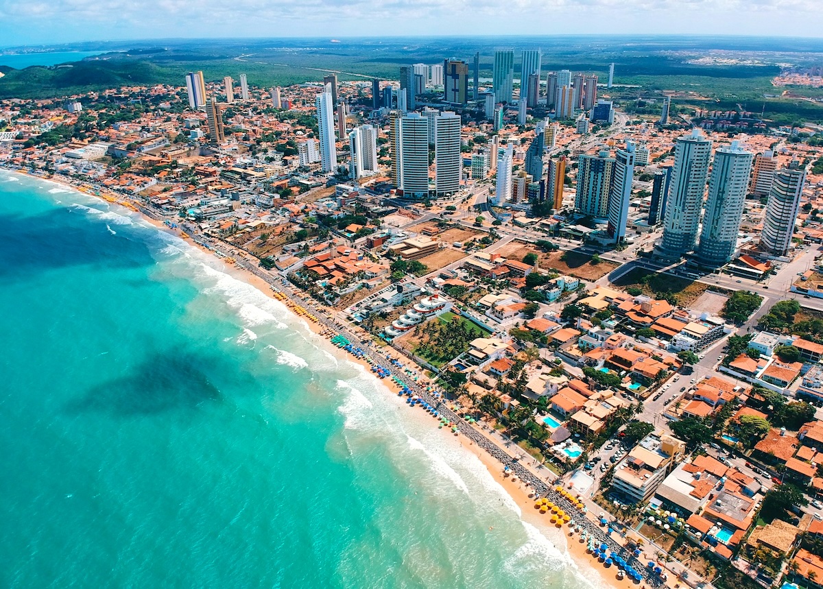 Ponta Negra Beach in Natal offers clear water, sand dunes, hotels and beach bars
